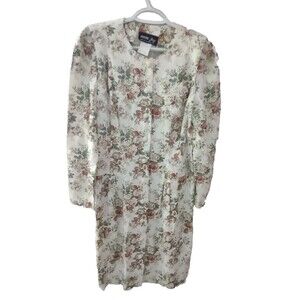 VTG 90s Petite Jazz Women's Dress Floral Button Up Cottage Core Size 12